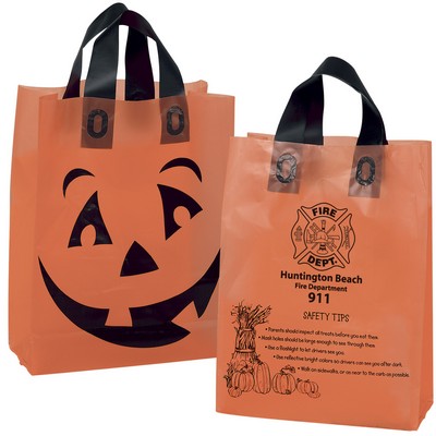 Pumpkin Frosted Shopper - Halloween Bag - Flexo Ink Print (10" x 5" x 13")